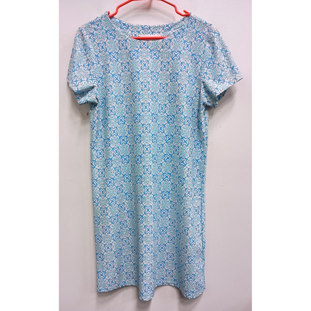Jude Connally Shift Dress Womens Medium Blue Floral Short Sleeve Mod Preppy